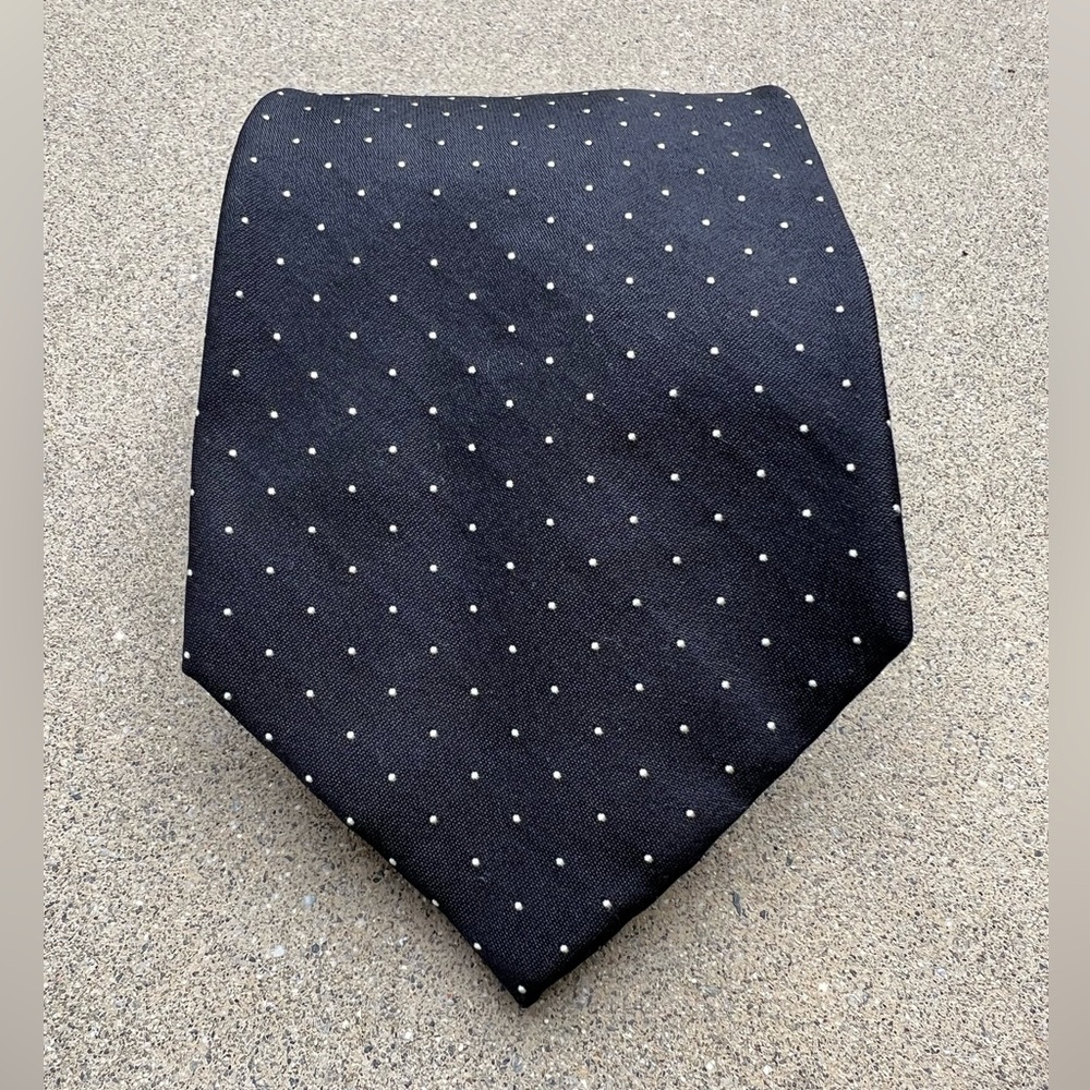 NWOT Ralph Lauren Purple Label Luxury Silk Tie Necktie Black Polka Dot